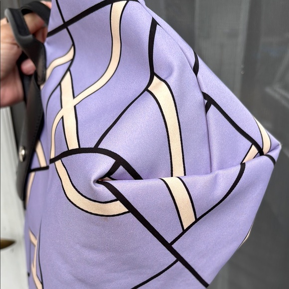 LONGCHAMP PARIS FRANCE LADIES Geometric Purple Black TOTE Handbag-RARE! - Picture 10 of 16